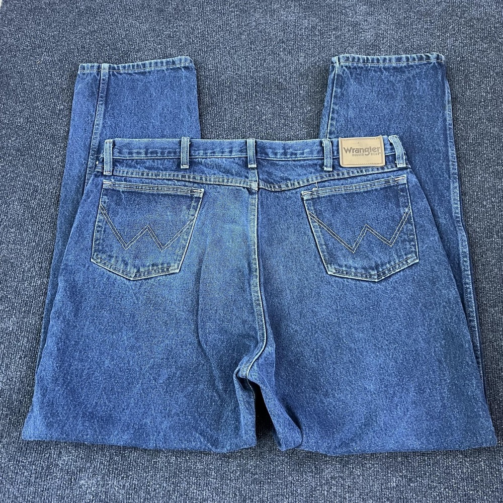 Wrangler Rugged Wear Jeans Mens 41x33 Blue Denim Straight Leg High Rise